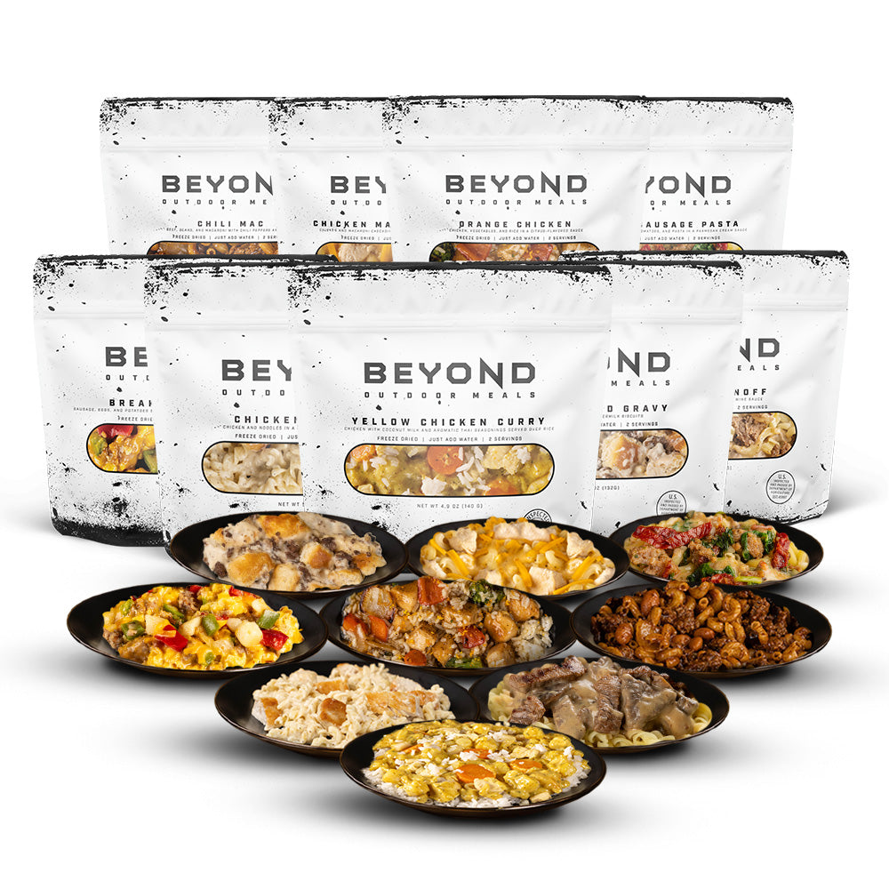 Beyond Outdoor Meals 9-Pack Sampler | 6,390 Calories, 18 Servings