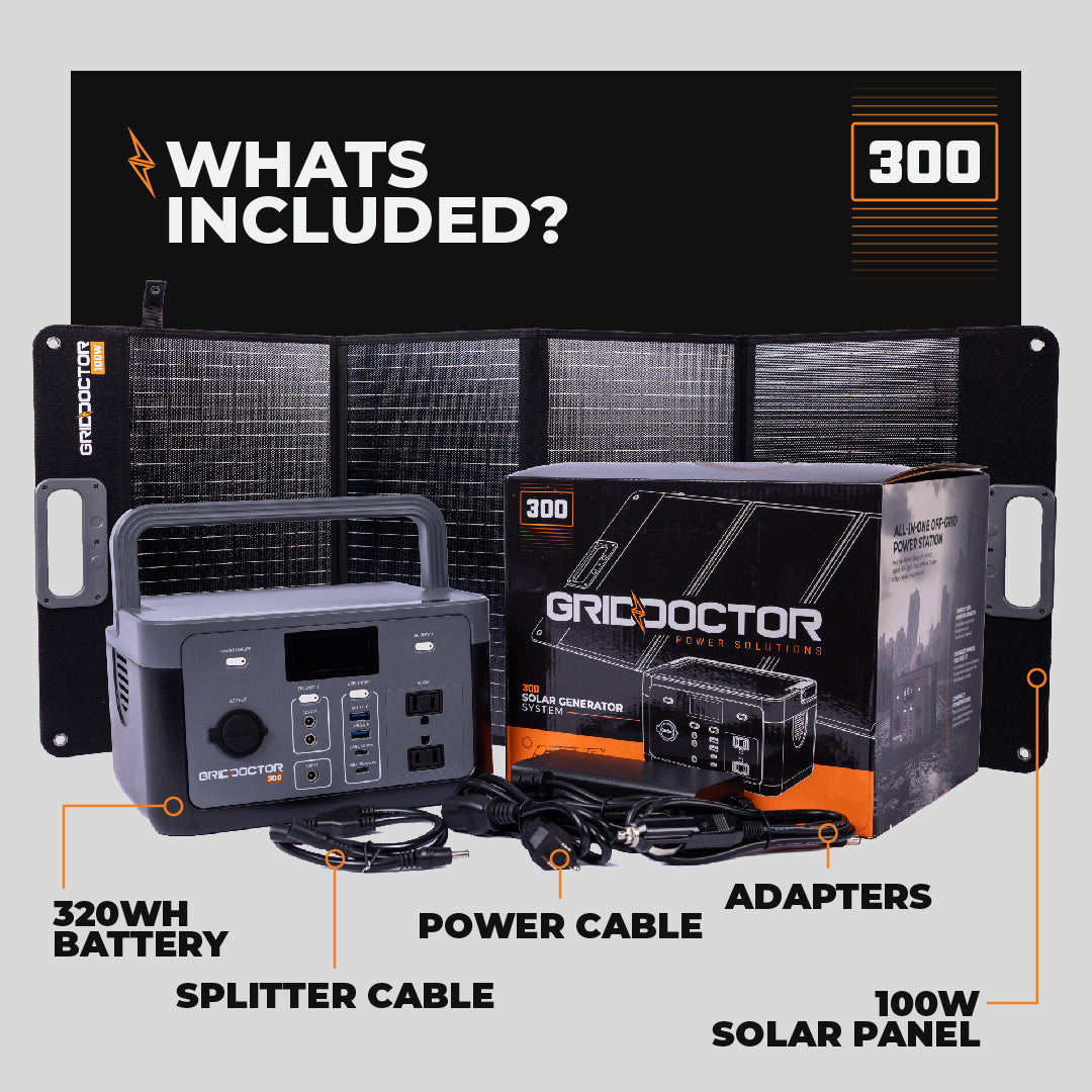 Grid Doctor 300 Solar Generator System (w/ FREE 100W Solar Panel) Get Prepped Special