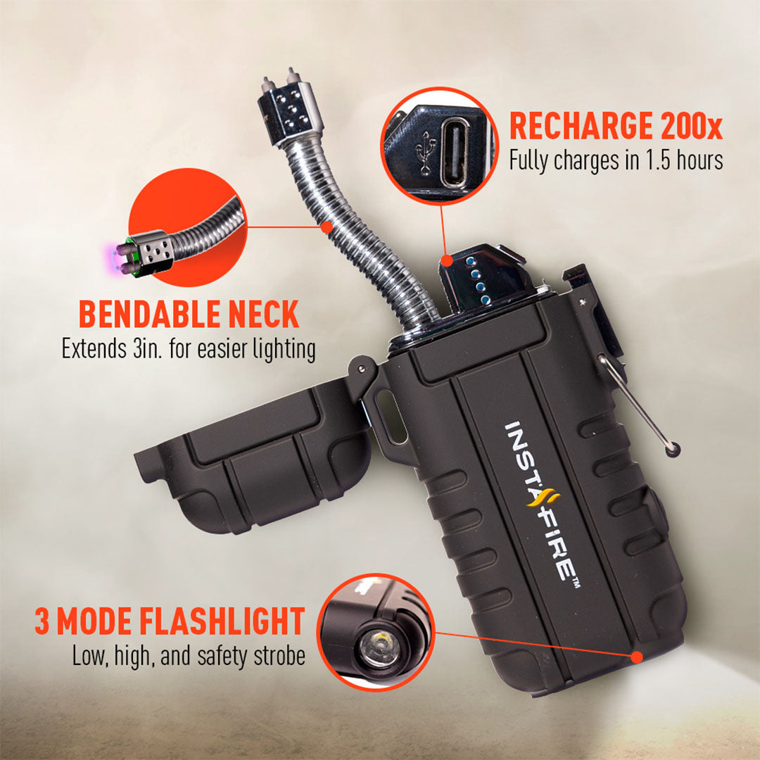 Pocket Plasma Lighter with Flashlight by InstaFire - Special Offer