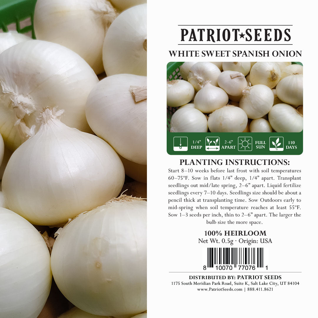 Heirloom White Sweet Spanish Onion Seeds (.5g) by Patriot Seeds