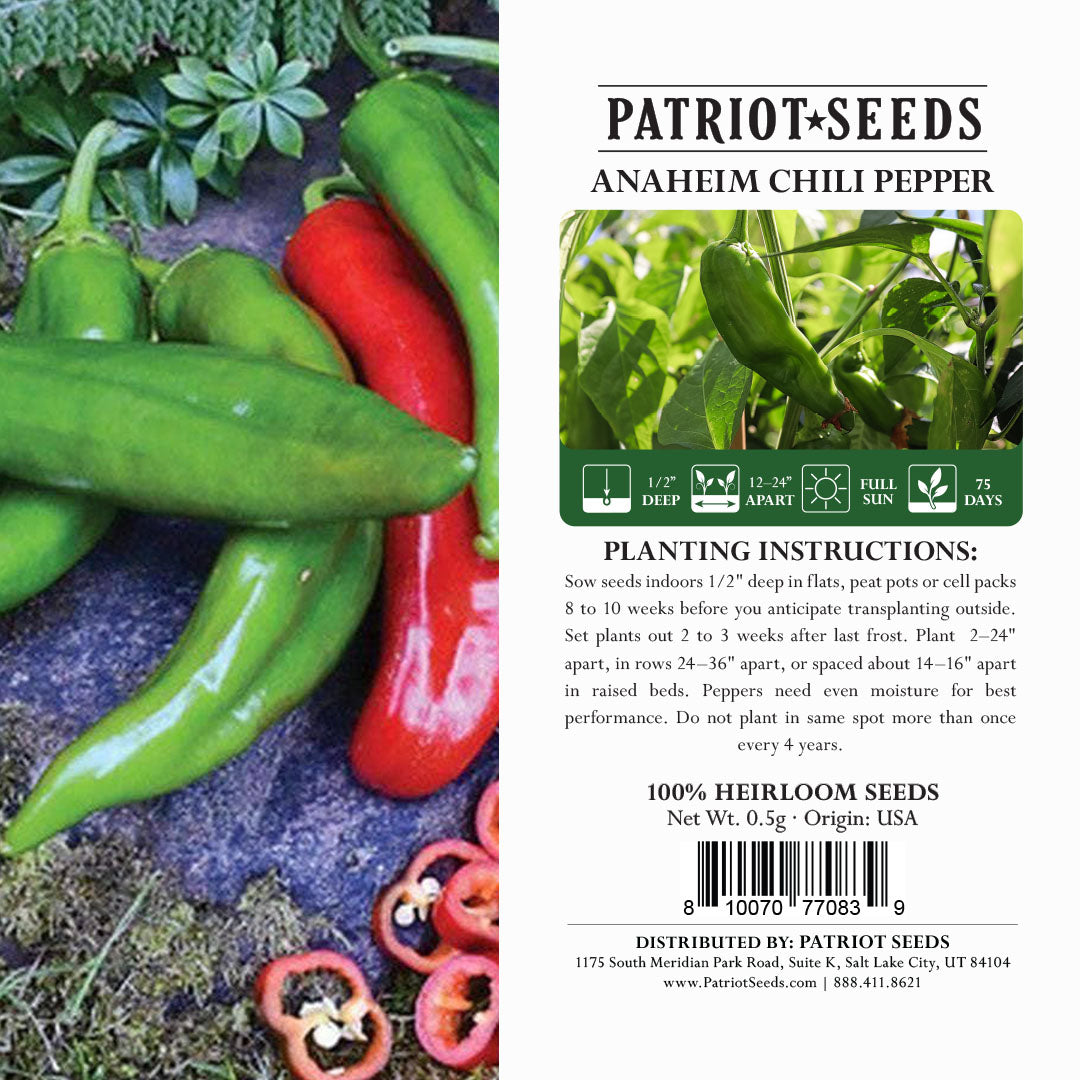 Heirloom Anaheim Chili Pepper Seeds (.5g) by Patriot Seeds