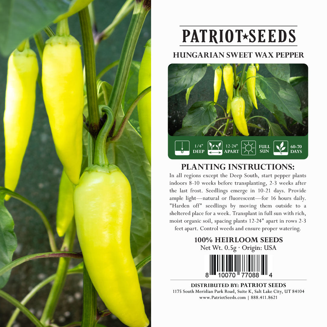 Heirloom Hungarian Sweet Wax Pepper Seeds (.5g) by Patriot Seeds