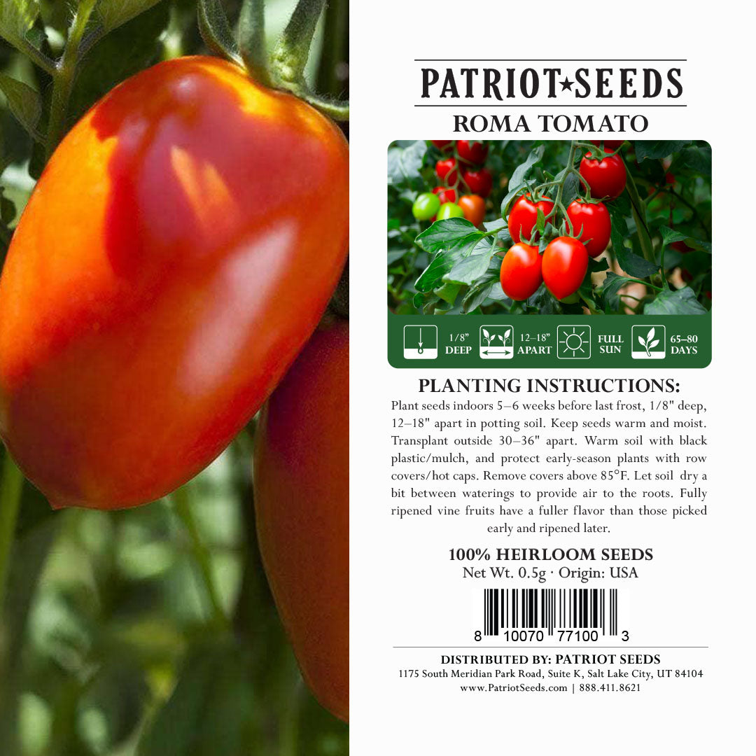 Heirloom Roma Tomato Seeds (.5g) by Patriot Seeds