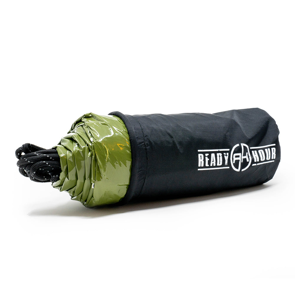 Army Green Nylon Emergency Tent with Survival Whistle by Ready Hour